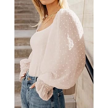 Amazon.com: Tunlaud Women Square Neck Puff Long Sleeve